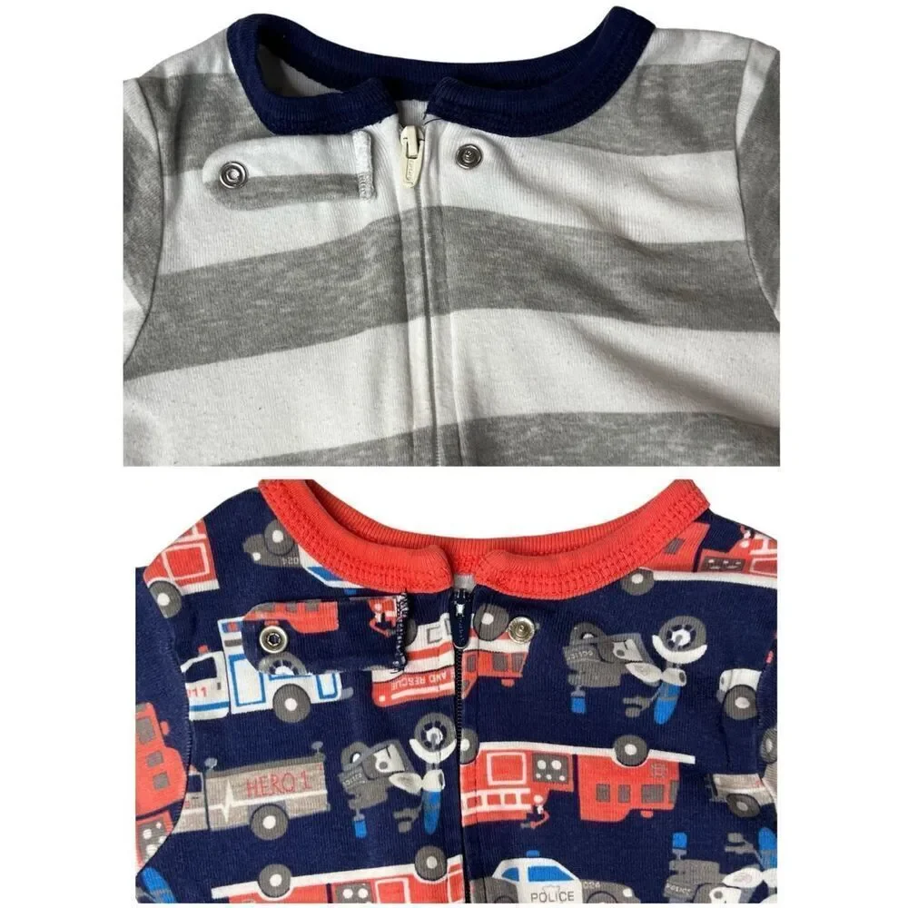 Carter's (2) Footies Sleepers Police‎ Fire EMS Flamingo Striped Zippy 24 months